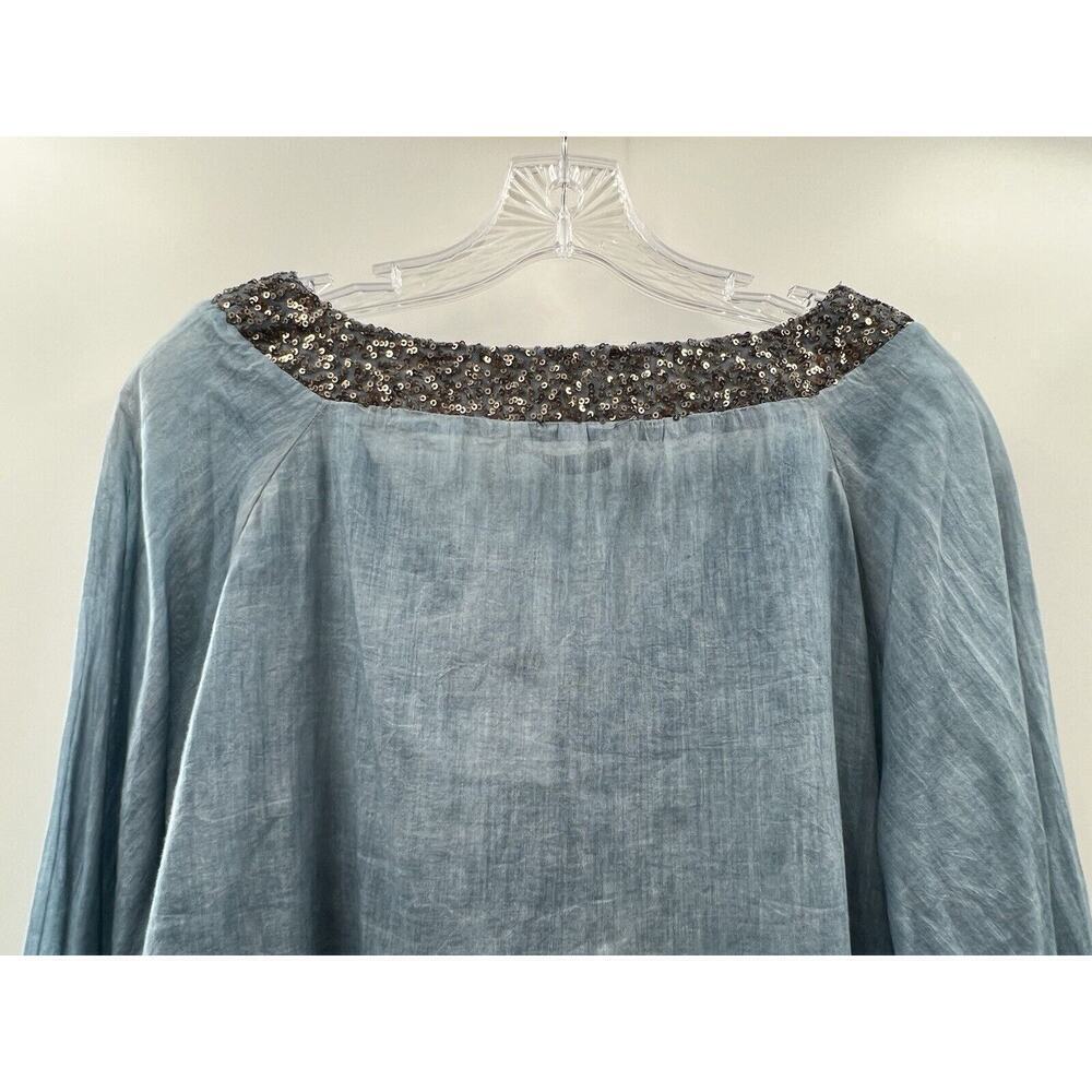 Soft Surroundings Women’s Long Sleeve Sequin V Neck Cotton Top Garment Dyed LG - Picture 8 of 8